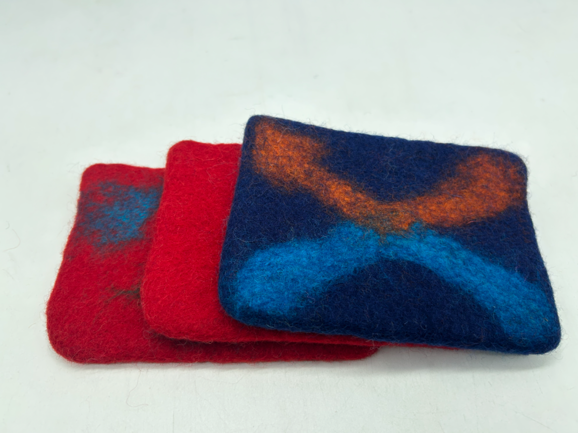 Artisan Hand-Felted Rectangular Wool Pouch
